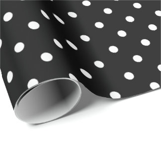Cadeau Black | Papier blanc à enveloppement à points Polk