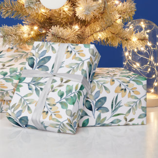 Cadeau Blanc avec papier d'enveloppement d'aquarelle