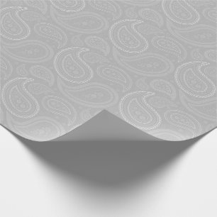 Cadeau Blanc de Paisley sur le papier d'emballage gris