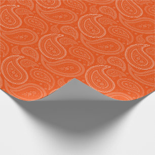 Cadeau Blanc de Paisley sur le papier d'emballage orange