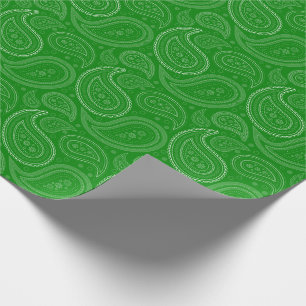 Cadeau Blanc de Paisley sur le papier d'emballage vert