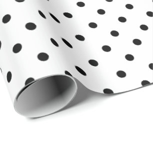 Cadeau Blanc  Papier à enveloppement à points Polka noi