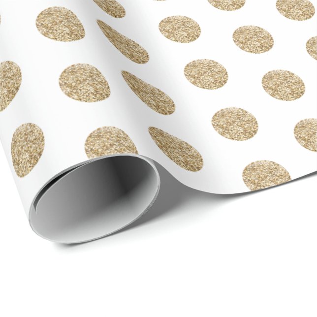 Cadeau Blanc| Papier enveloppant points de Parties scinti (Coin rond)