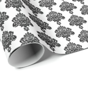 Cadeau BLANCHE   Papier d'enveloppement noir Damas