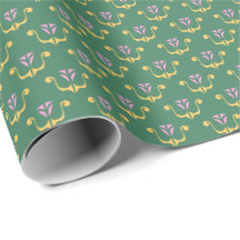 Blason Floral Moderne sur Papier d'Emballage Vert