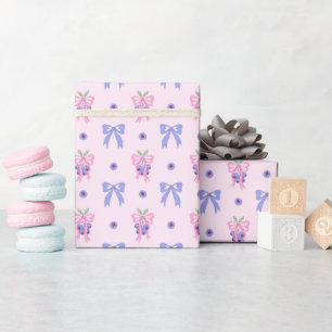 Cadeau Bleu mou & Bow Motif Enveloppement papier rouleau