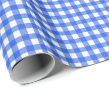 Bleu royal| Papier blanc à enveloppement En vichy