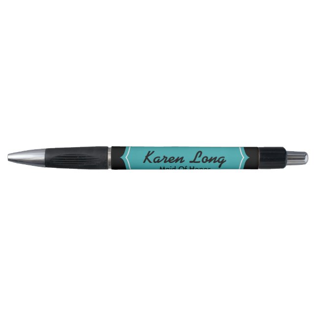 Cadeau bleu turquoise personnalisé de stylo (Devant)