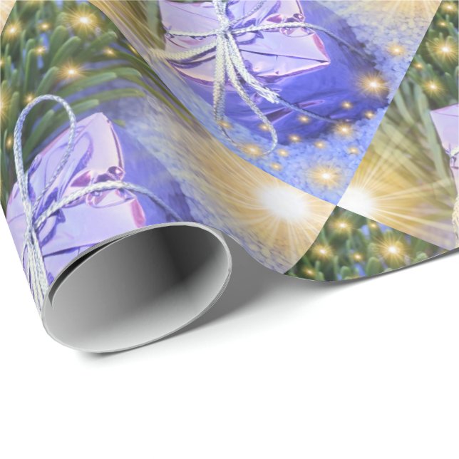 cadeau bleu, unique, papier d'enveloppement brilla (Coin rond)