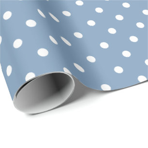 Cadeau Bleu vintage Papier blanc à enveloppement à poin