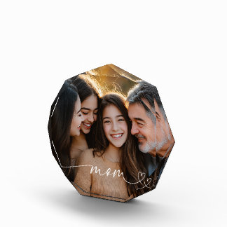 Cadeau bloc acrylique octogonal photo de maman