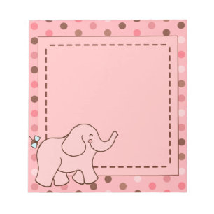 Cadeau bloc-notes éléphant bébé rose mignon