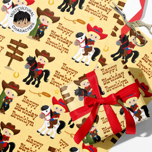 Cadeau Blonde Cowboy papier d'emballage personnalisé