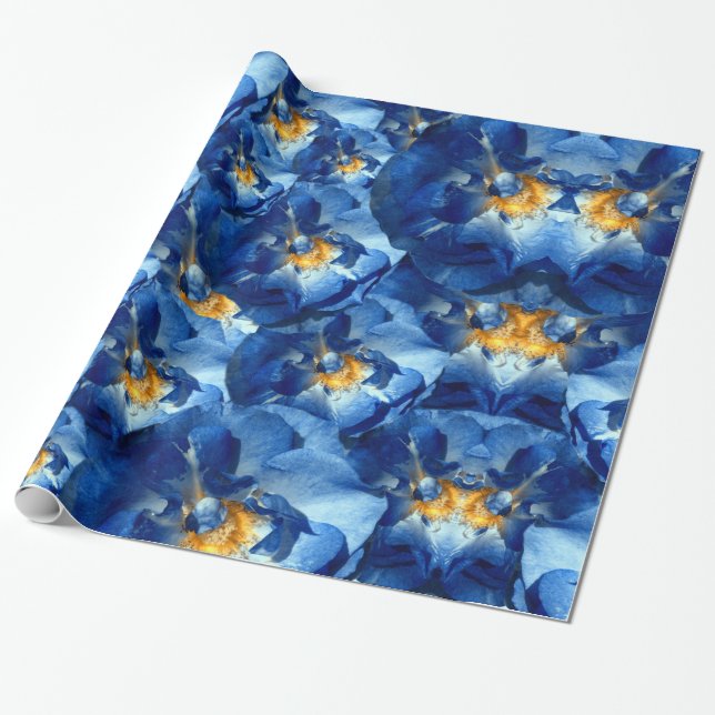 Cadeau Blue dream, Rose Floral Vacances papier d'envelopp (Déroulé)