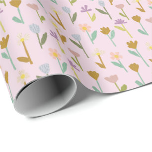 Cadeau Boho Pink Main Tiré Floral Pattern Papier