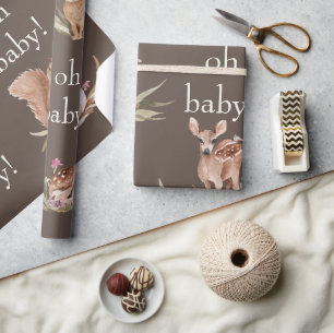 Cadeau Bois Animaux Brown Oh Baby Wrapper Papier