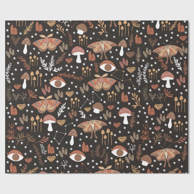 Cadeau Bois Champignons Enveloppement Papier (Plat)
