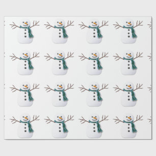 Cadeau Bonhomme de neige sur le papier d'emballage de