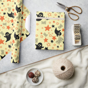 Cadeau Boo ! Fantômes et étoiles Papier d'art sans soudur