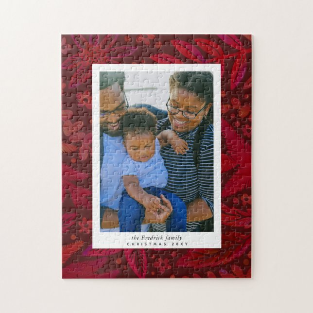 Cadeau Botanique Rouge Vacances Photo Puzzle (Vertical)