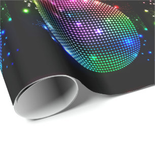 Cadeau Boule colorée de disco sur le papier noir