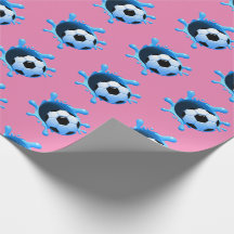 Boule de soccer rose papier d'enveloppement d'anni