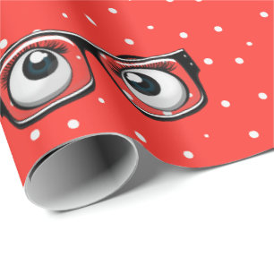 Cadeau Boules d'yeux et lunettes sur papier Pois à envelo