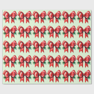 Cadeau Bow rouge avec papier à enveloppement vert creux