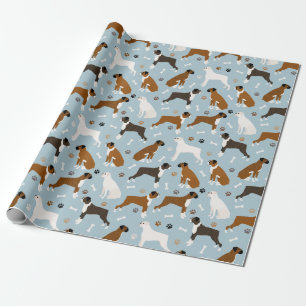 Cadeau Boxer Chien Bones et pattes d'enveloppement papier