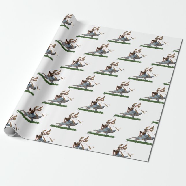 Cadeau Boy Fairy Riding Sur Le Papier D'Enveloppement De  (Déroulé)