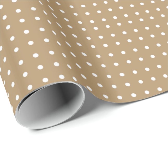 Cadeau Bronze clair avec papier d'enveloppement Pois (Coin rond)