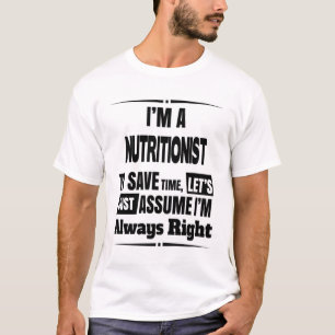 Cadeau/cadeau de t-shirt nutritionniste, citation
