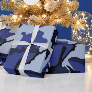 Cadeau Camo Bleu, Papier Enveloppant