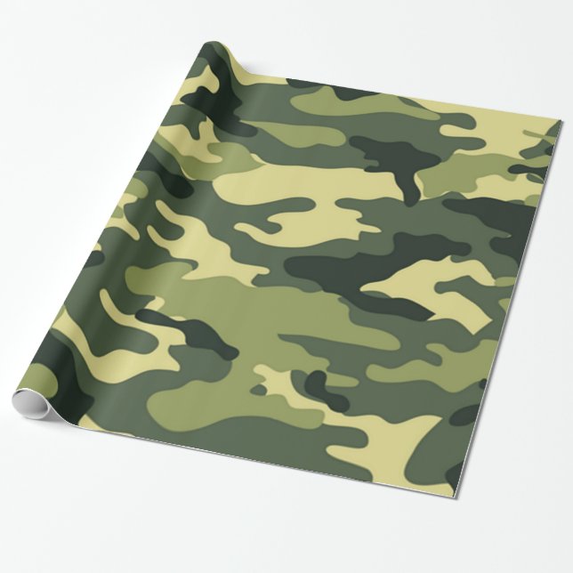 Cadeau Camouflage vert| Papier à envelopper (Déroulé)