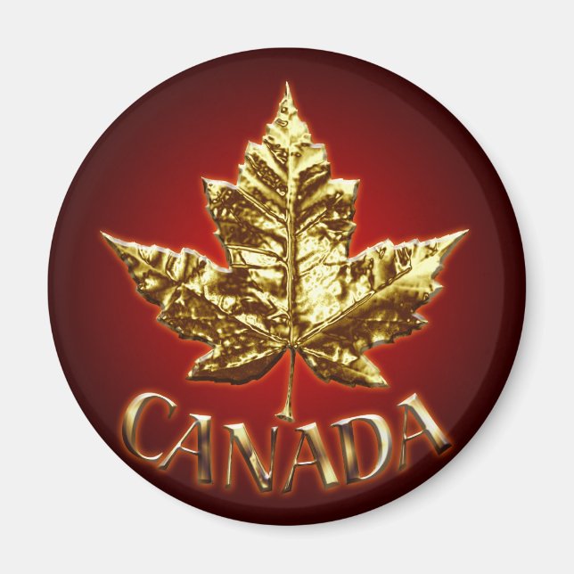 Cadeau Canada Souvenir Frigo Magnet Gold Maple Lea (Devant)