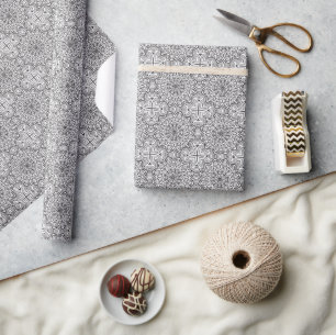 Cadeau Carré noir et blanc Mandala papier enveloppant
