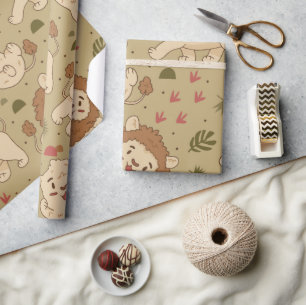 Cadeau Cartoon Lion Jungle Safari papier enveloppant