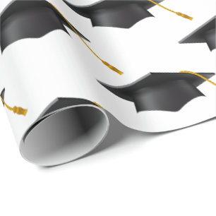 Cadeau Casquettes de la Graduation Noire sur papier blanc
