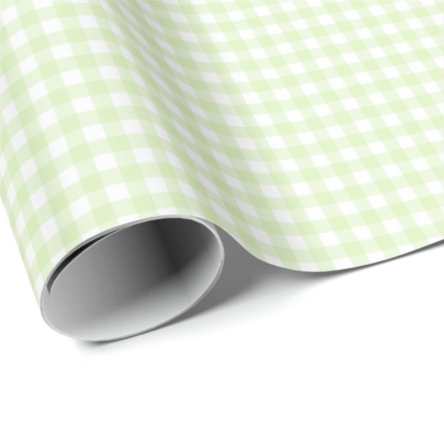 Cadeau Celery Green | Papier blanc En vichy enveloppement (Coin rond)