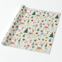 Cerf de Noël | Nom | Papier d'emballage brillant