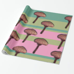 Cadeau Champignons et rayures Papier à envelopper