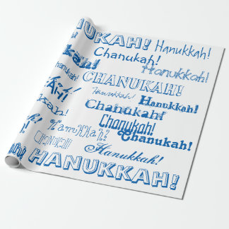 Cadeau Chanukah O'Hannukah Papier d'enveloppement bleu et