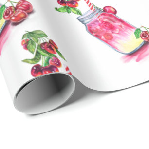 Cadeau Cherry Cool Boire Fruits Papier d'enveloppement