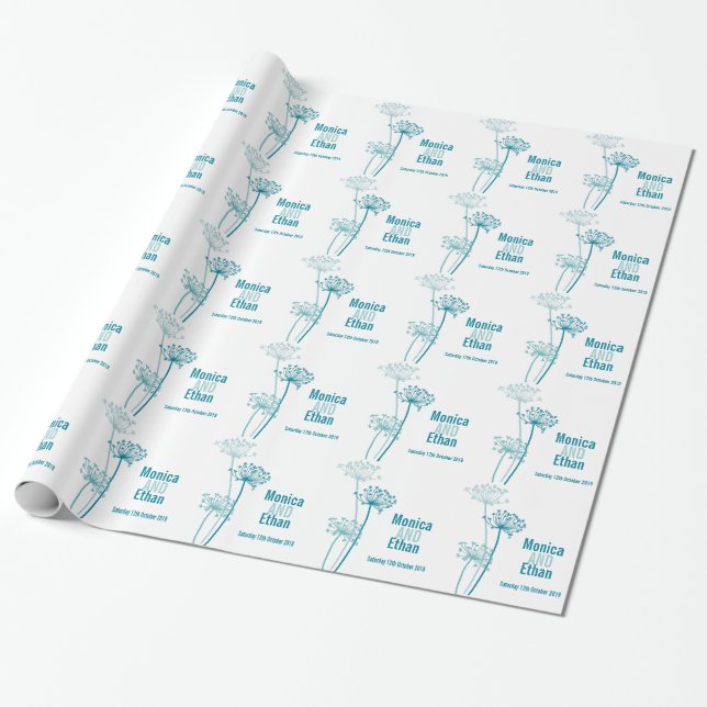 Cadeau Chervil turquoise moderne noms mariage papier cade (Déroulé)
