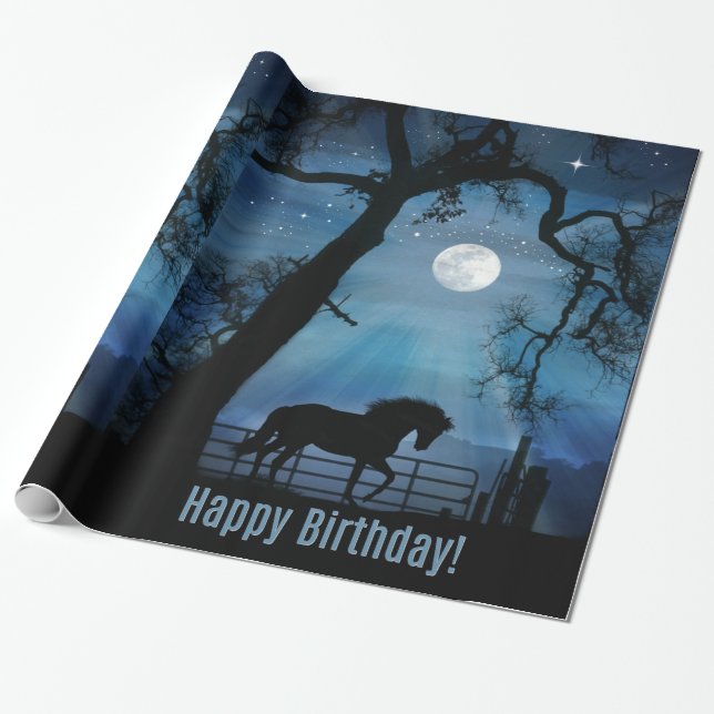 Cadeau Cheval Joyeux Anniversaire Papier d'enveloppement (Déroulé)