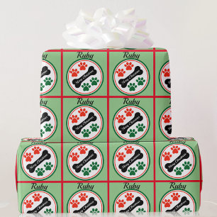 Cadeau Chien Christmas Paws Ajouter un nom Papier d'envel