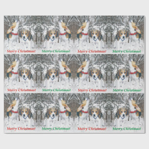 Cadeau Chiots de beagle de Joyeux Noël et papier