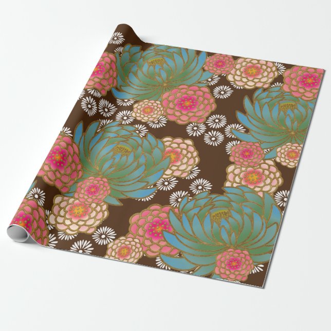 Cadeau Chiyogami Yuzen linge stylisé papier d'emballage (Déroulé)