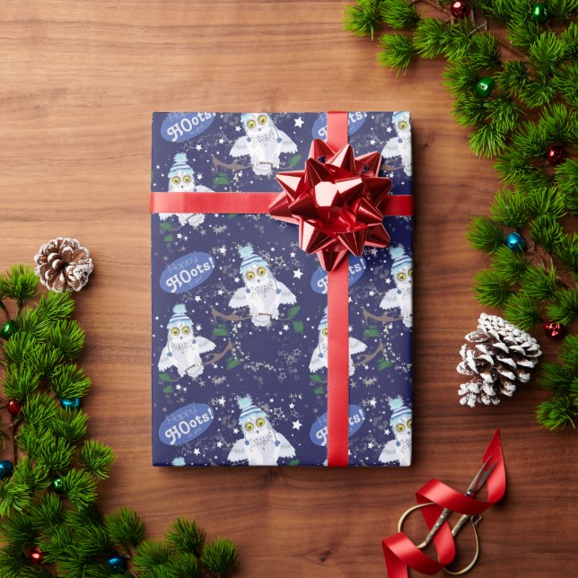 Cadeau Chouette neige avec papier de Noël Casquette (Cadeau de vacances)