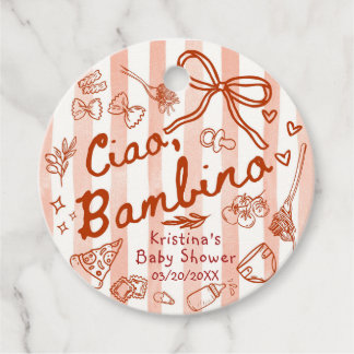 Cadeau Ciao Bambino Étiquettes de Faveur Rouge/Rouge
